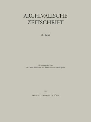 cover image of Archivalische Zeitschrift 98 (2022)